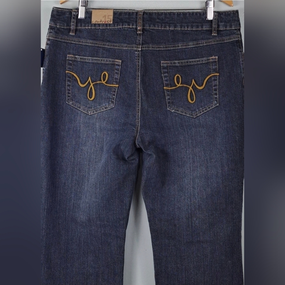Reitmans Contrast Jeans Women 36x32 Relaxed Fit Straight Leg Bootcut Blue NEW